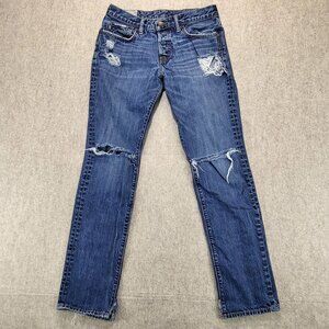 Abercrombie Fitch Men's Skinny Distressed‎ Jeans W30 L30.5 Blue Denim